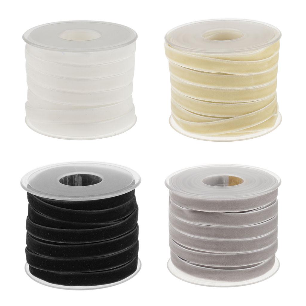 20 Yard 10mm Wide Velvet Ribbon for Crafts Gift Packing 4 Rolls