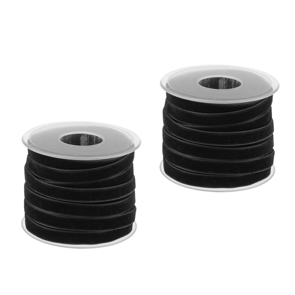 2pcs 20 Yard 10mm Wide Velvet Ribbon Roll Crafts wedding party supply Black