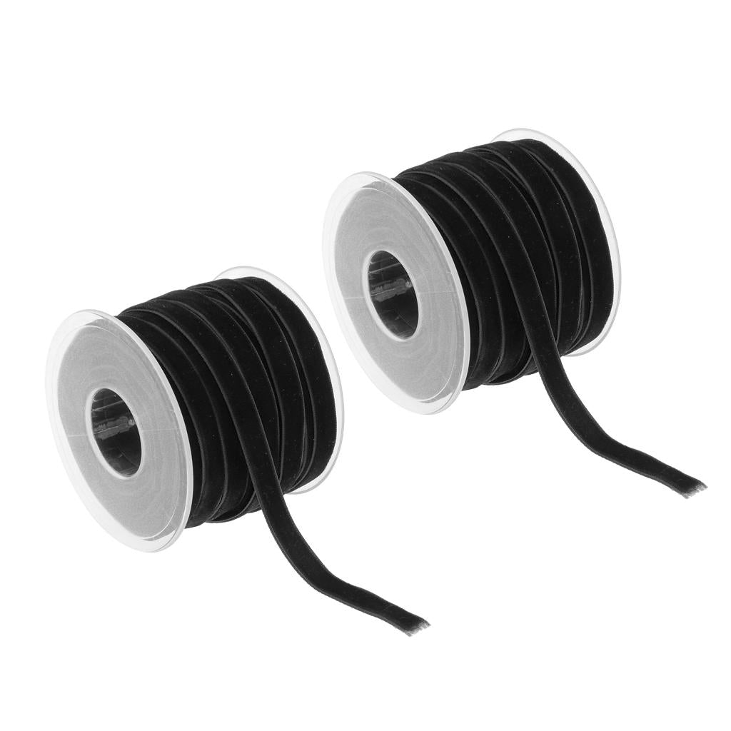 2pcs 20 Yard 10mm Wide Velvet Ribbon Roll Crafts wedding party supply Black