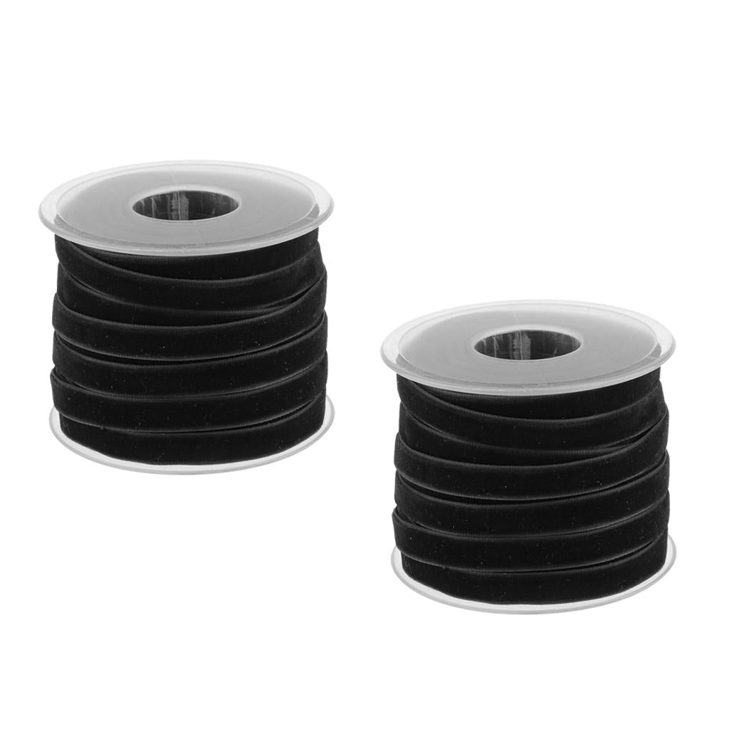 2pcs 20 Yard 10mm Wide Velvet Ribbon Roll Crafts wedding party supply Black