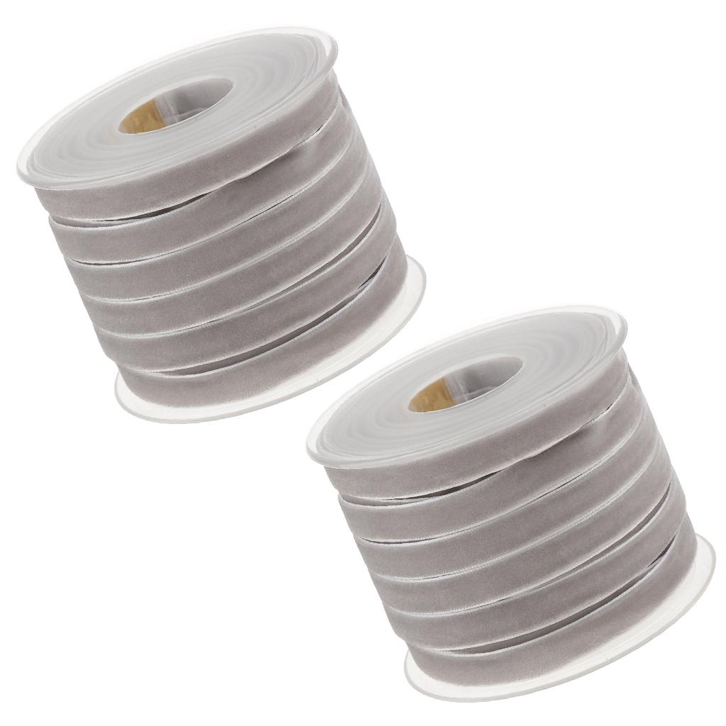 2pcs 20 Yard 10mm Wide Velvet Ribbon Roll Crafts wedding party supply grey