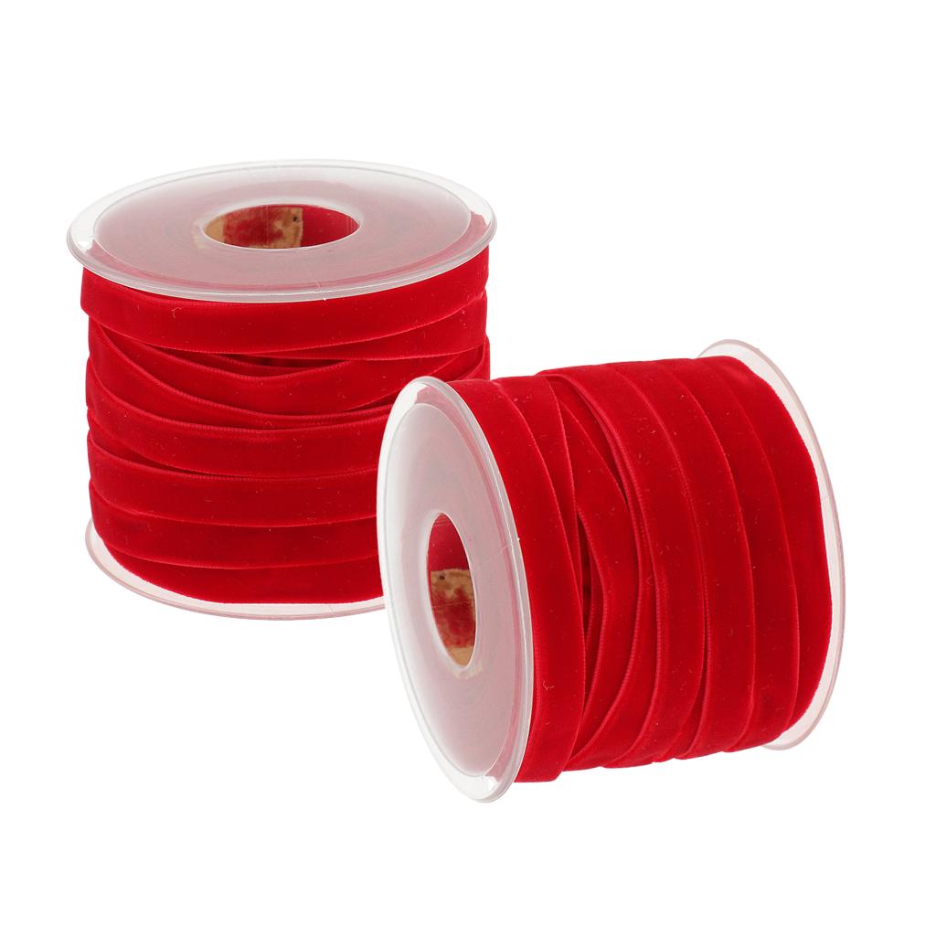 2pcs 20 Yard 10mm Wide Velvet Ribbon Roll Crafts wedding party supply red