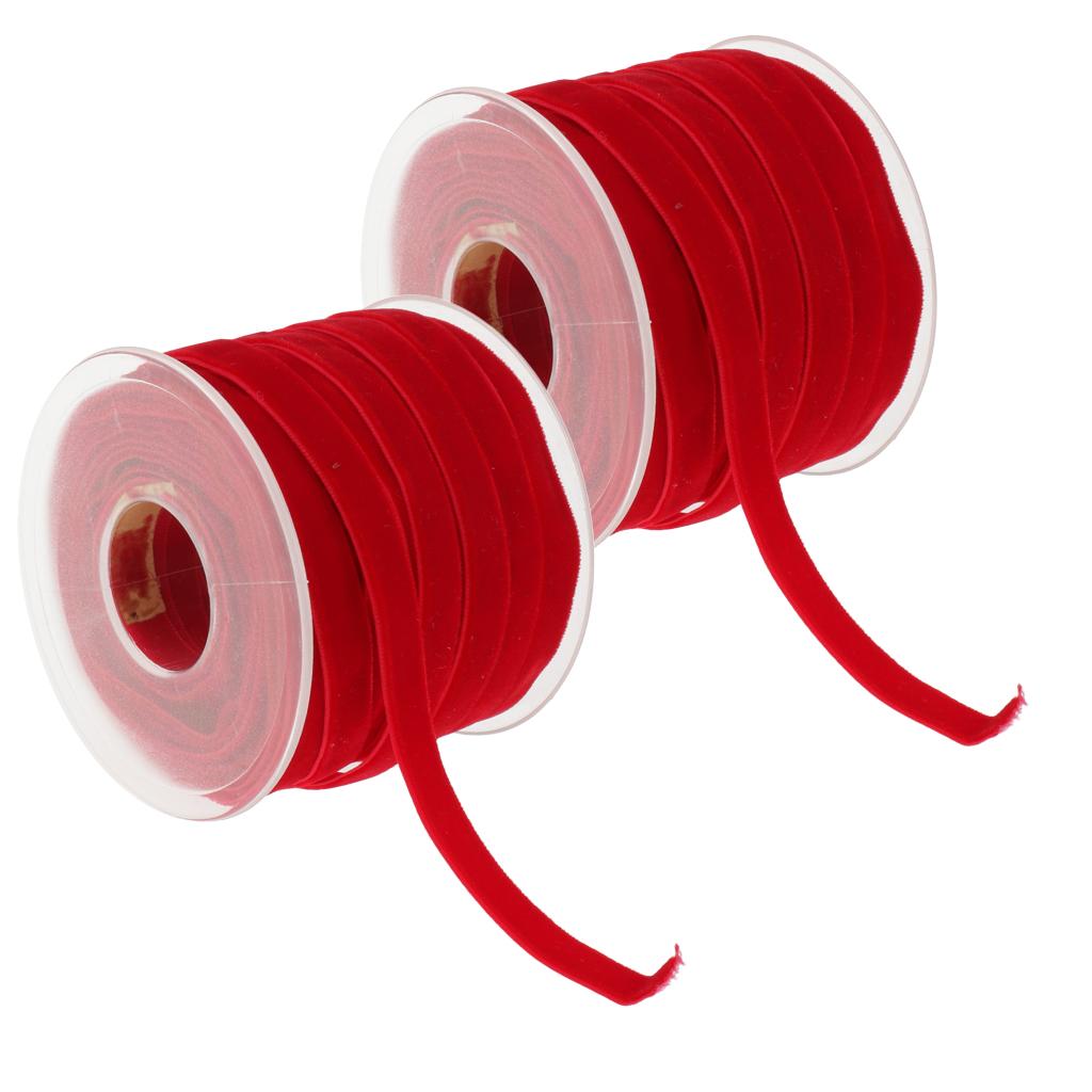 2pcs 20 Yard 10mm Wide Velvet Ribbon Roll Crafts wedding party supply red