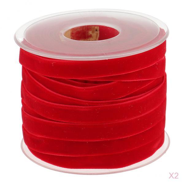 2pcs 20 Yard 10mm Wide Velvet Ribbon Roll Crafts wedding party supply red