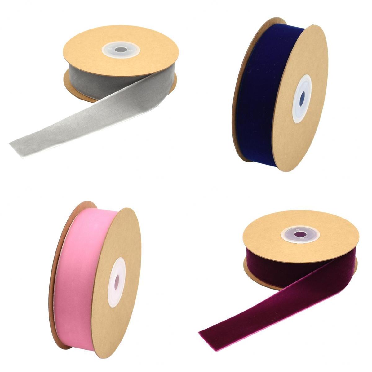 5 Yard 25mm Wide Velvet Ribbon for Crafts Gift Packing 4 Rolls