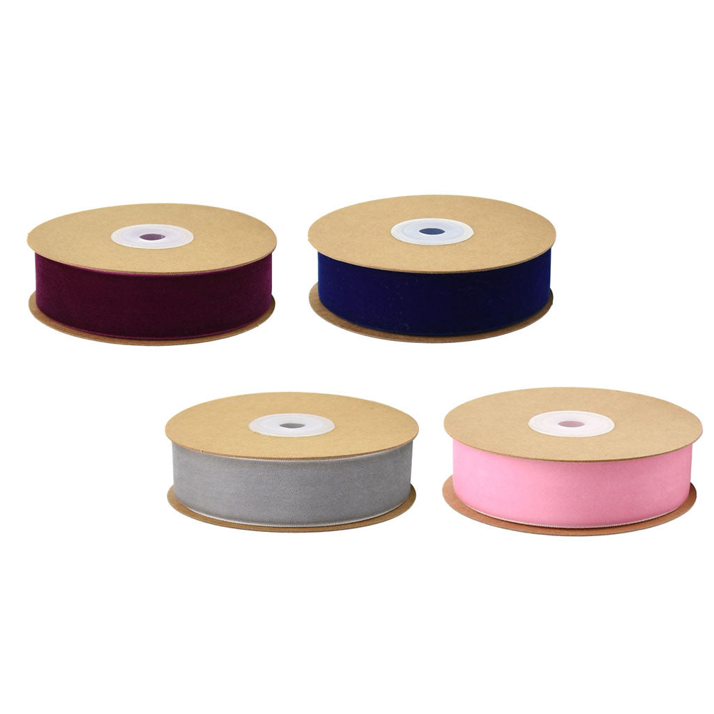 5 Yard 25mm Wide Velvet Ribbon for Crafts Gift Packing 4 Rolls