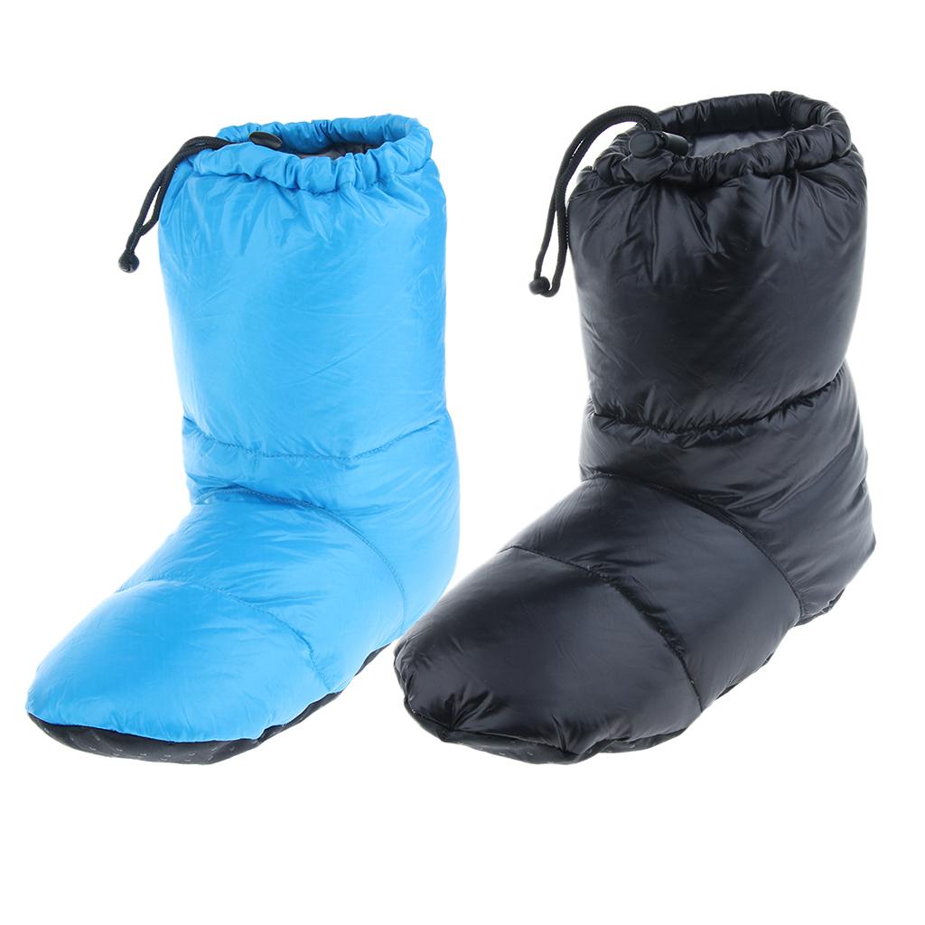 2Pcs White Goose Down Slippers Winter Warm Camping Tent Foot Booties L