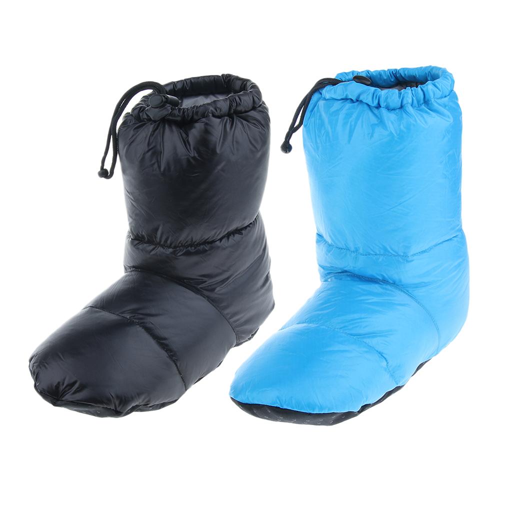 2Pcs White Goose Down Slippers Winter Warm Camping Tent Foot Booties L