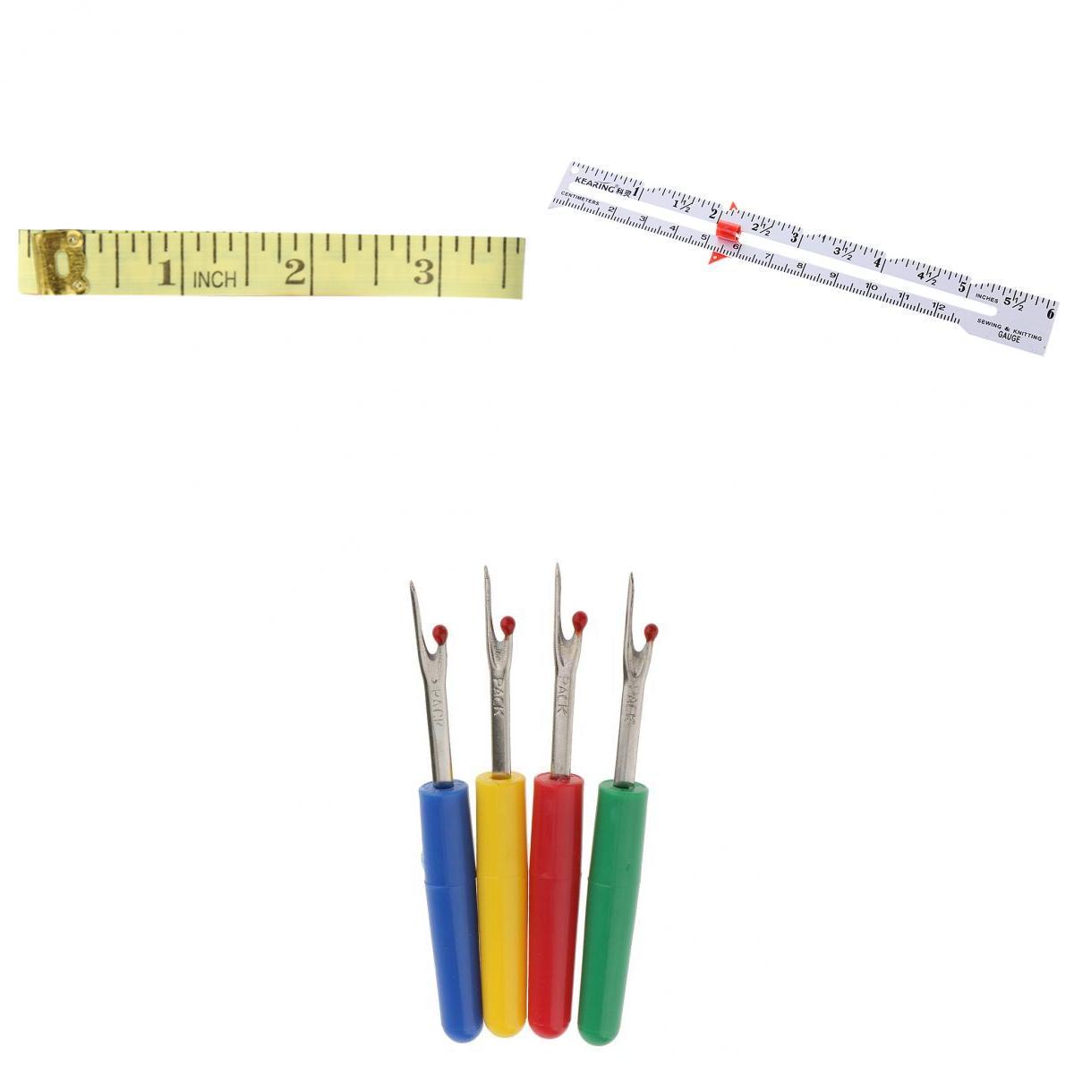 6Pcs Sewing Gauge Soft Tape Ruler Seam Rippers Measuring Tool Accessories
