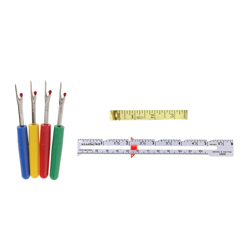 6Pcs Sewing Gauge Soft Tape Ruler Seam Rippers Measuring Tool Accessories