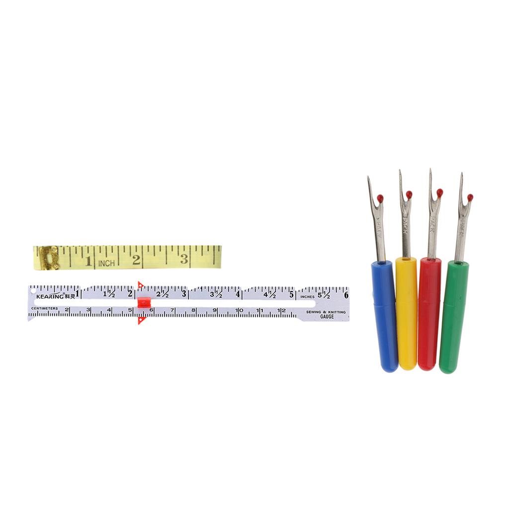 6Pcs Sewing Gauge Soft Tape Ruler Seam Rippers Measuring Tool Accessories