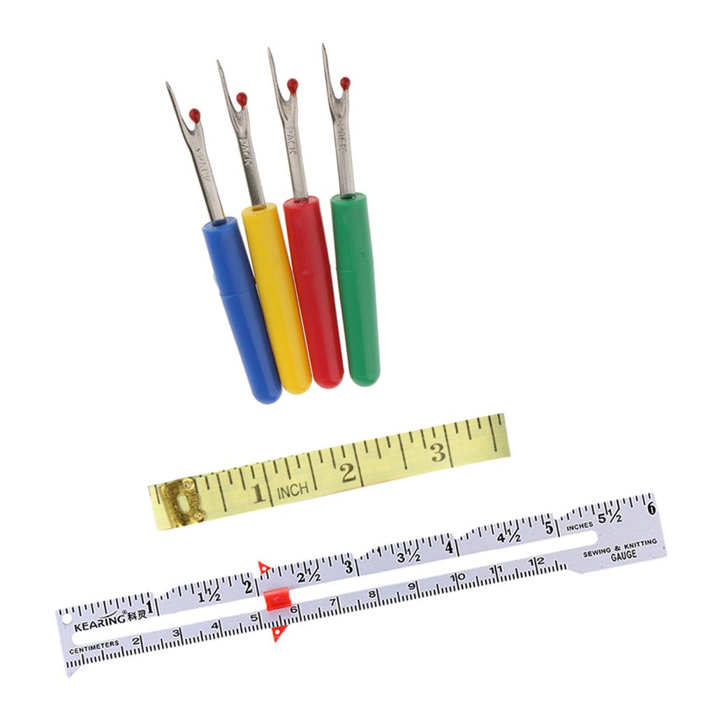 6Pcs Sewing Gauge Soft Tape Ruler Seam Rippers Measuring Tool Accessories