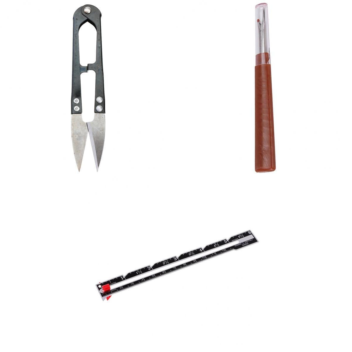 3pcs Sewing Tools Sewing Gauge + Yarn Scissor + Seam Ripper for Dressmaking