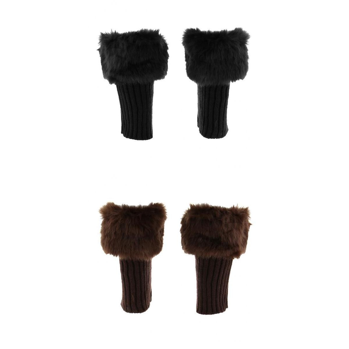 2 Pairs Knit Boots Cuff Fur Trim Toppers Leg Warmer Boot Sock Sleeve
