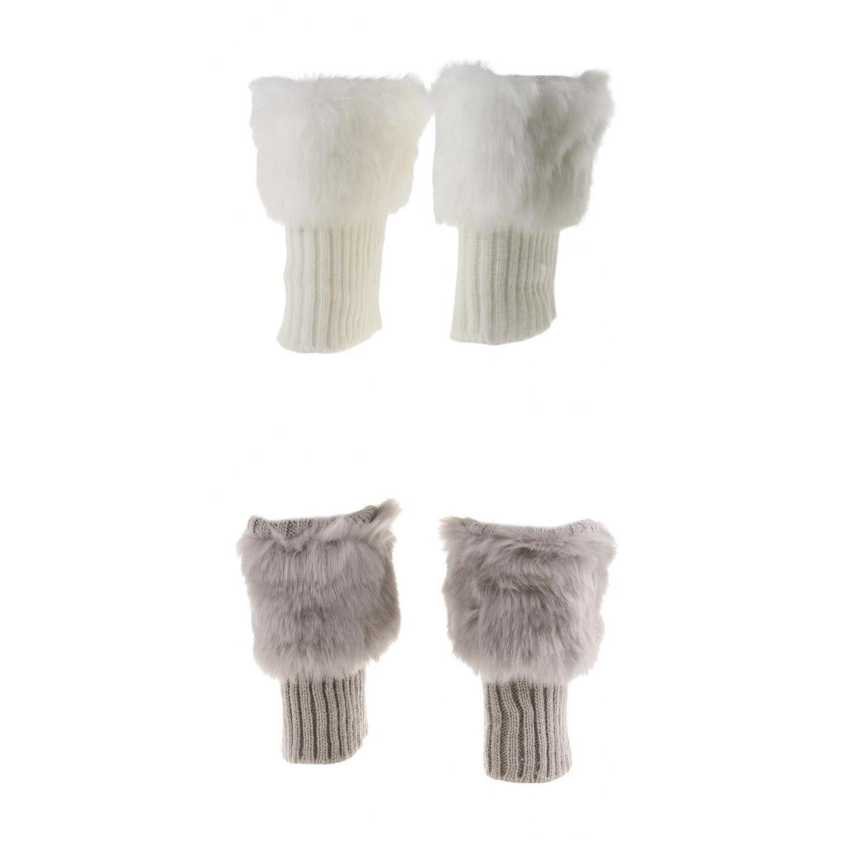 2 Pairs Knit Boots Cuff Fur Trim Toppers Leg Warmer Boot Sock Sleeves