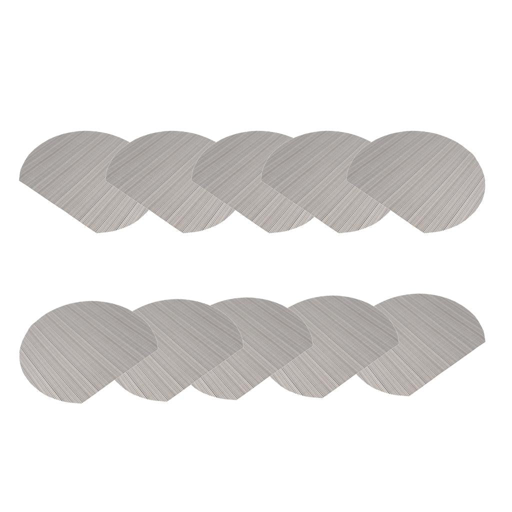 10xSemi-Circle Placemat Pad Bowl Mat Heat Resistant Grey Stripe