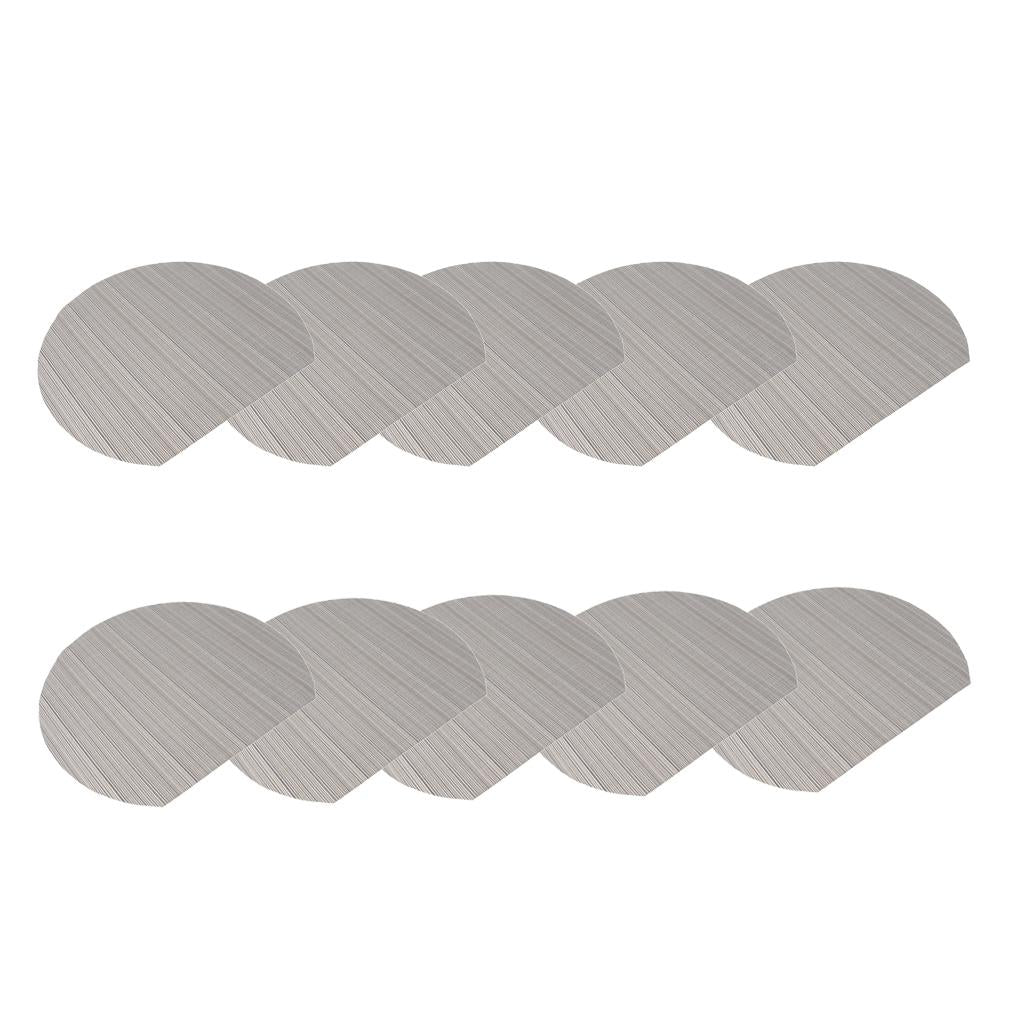 10xSemi-Circle Placemat Pad Bowl Mat Heat Resistant Grey Stripe