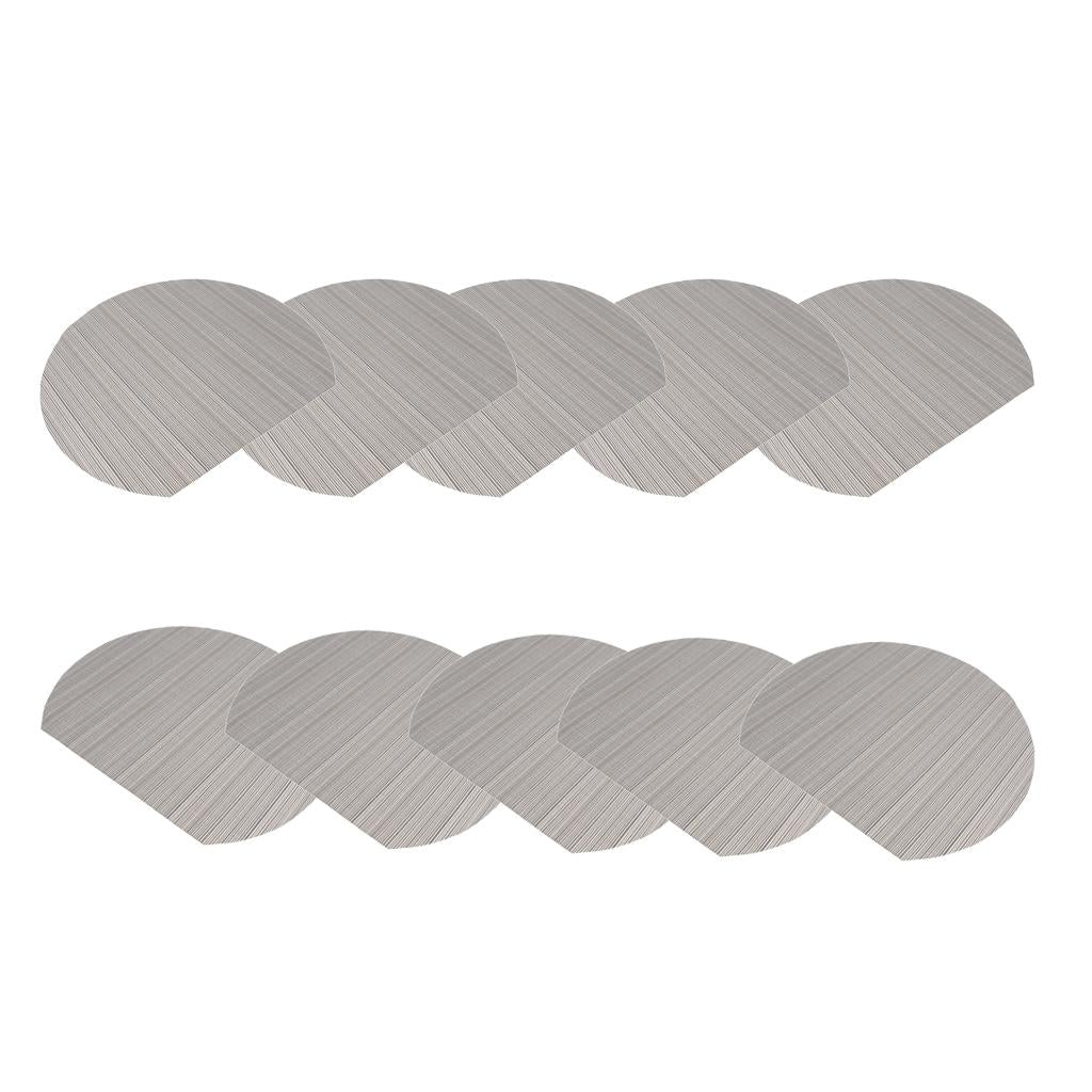 10xSemi-Circle Placemat Pad Bowl Mat Heat Resistant Grey Stripe