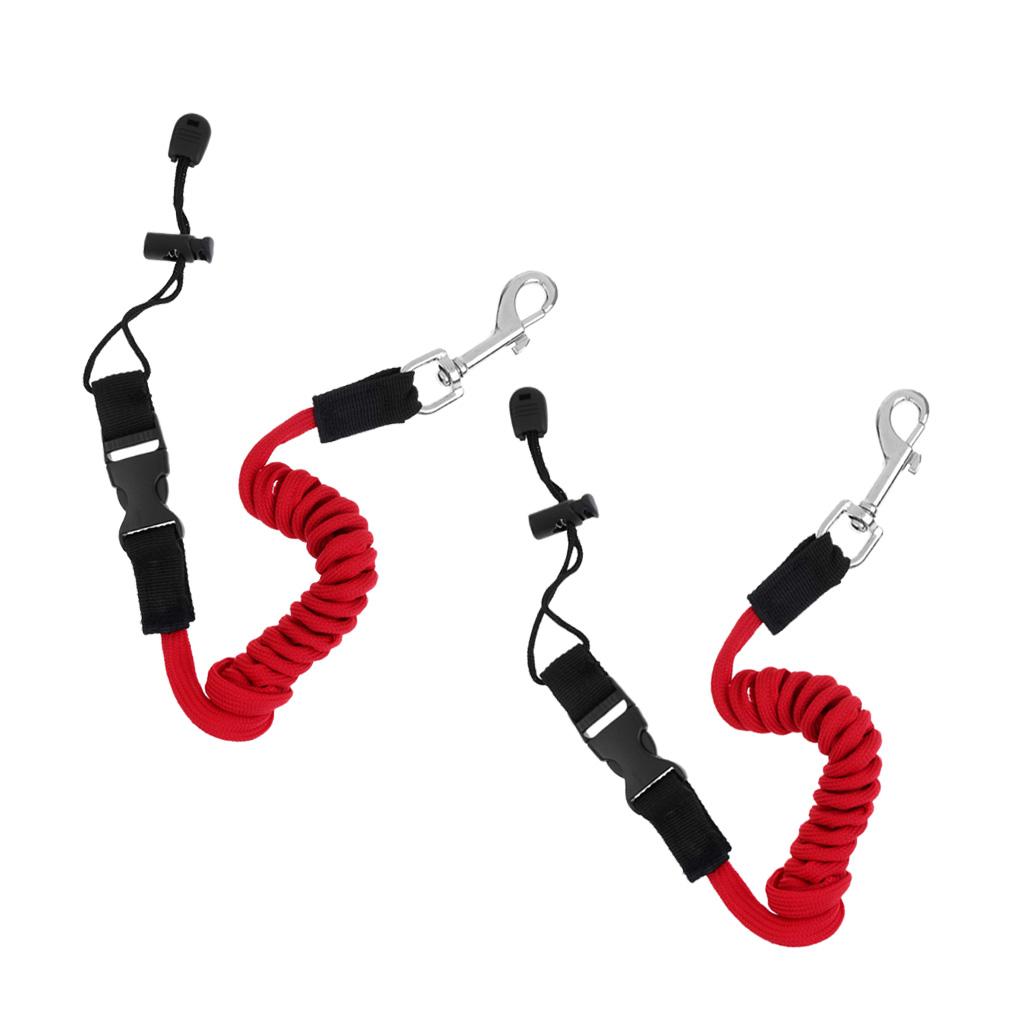 2Pcs Safety Kayak Paddle Leash Fishing Rod Pole Coiled Lanyard Cord Hardware