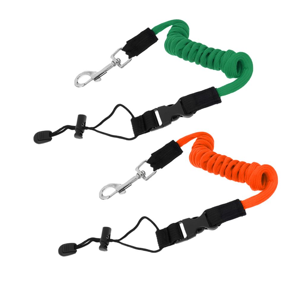 2Pcs Elastic Safety Kayak Paddle Leash Fishing Rod Pole Coiled Lanyard Cord
