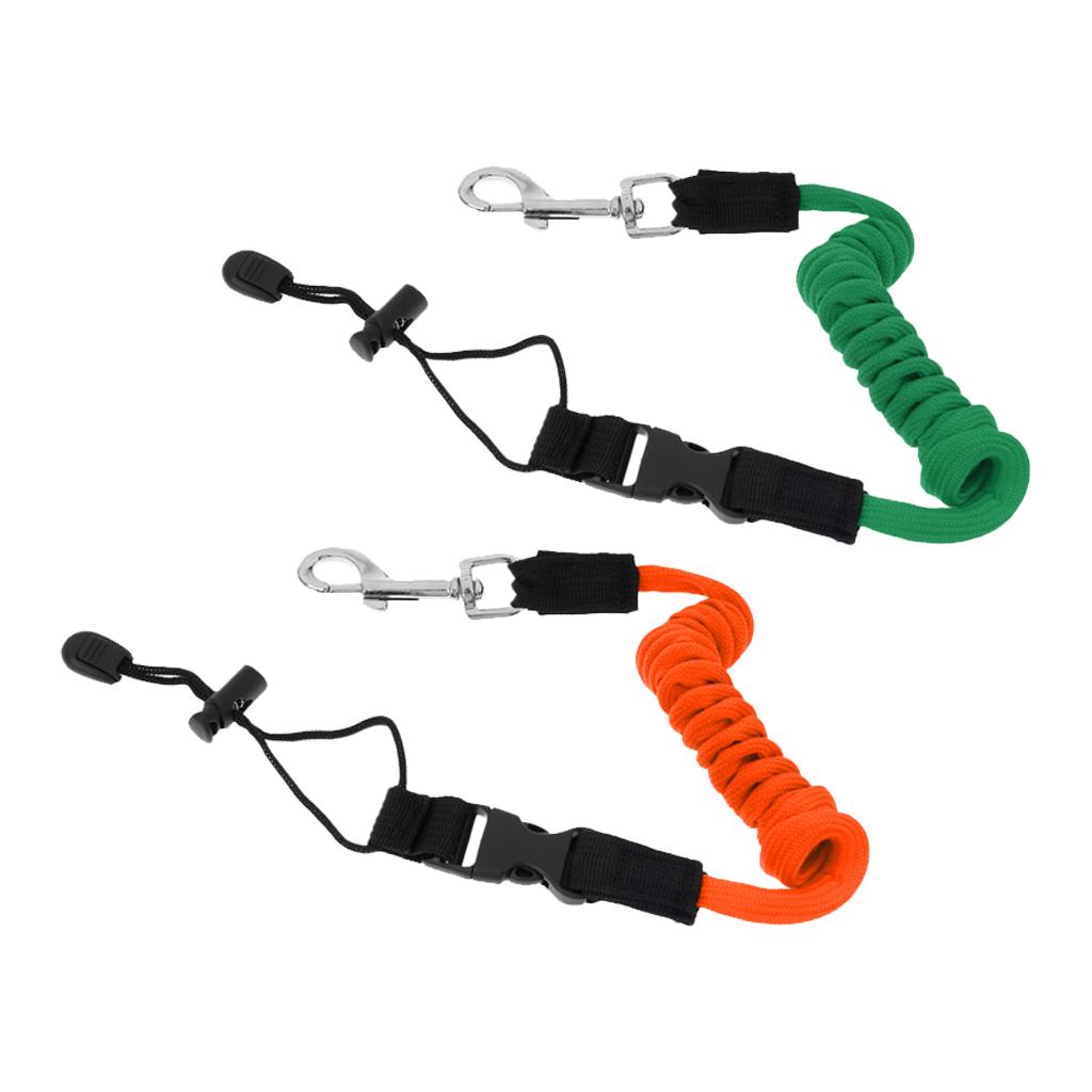 2Pcs Elastic Safety Kayak Paddle Leash Fishing Rod Pole Coiled Lanyard Cord