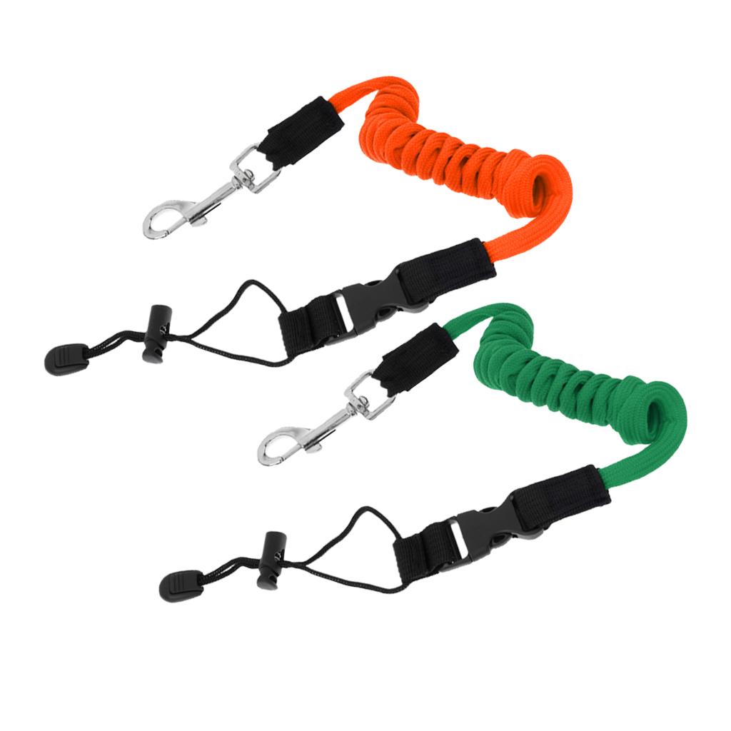 2Pcs Elastic Safety Kayak Paddle Leash Fishing Rod Pole Coiled Lanyard Cord