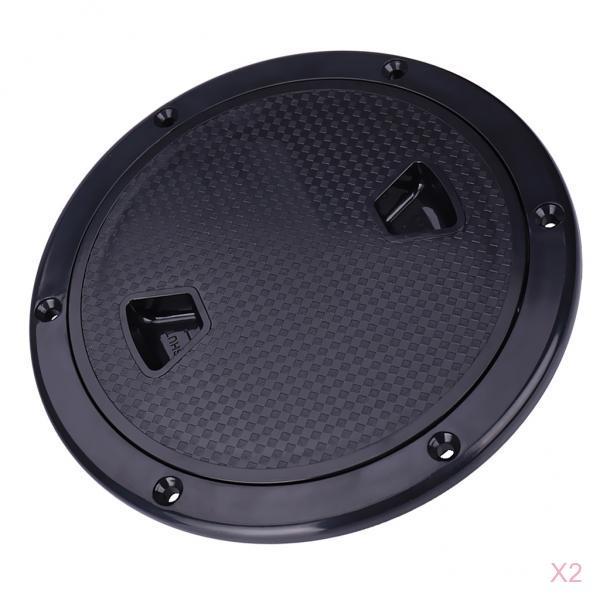2 Pieces Marine Boat RV Black 6 Access Hatch Cover Screw Out Deck Plate"