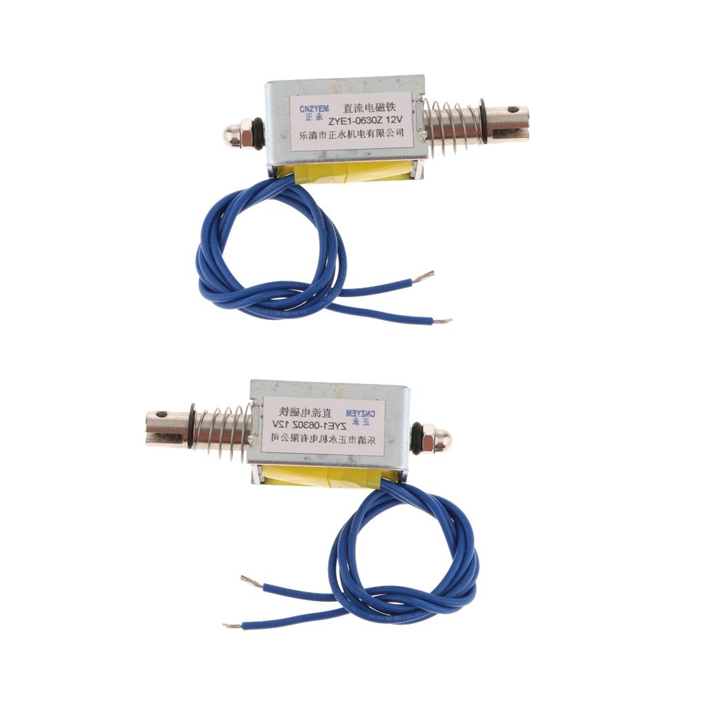2x Linear Mini Push Pull Solenoid Electromagnet Reset DC12V