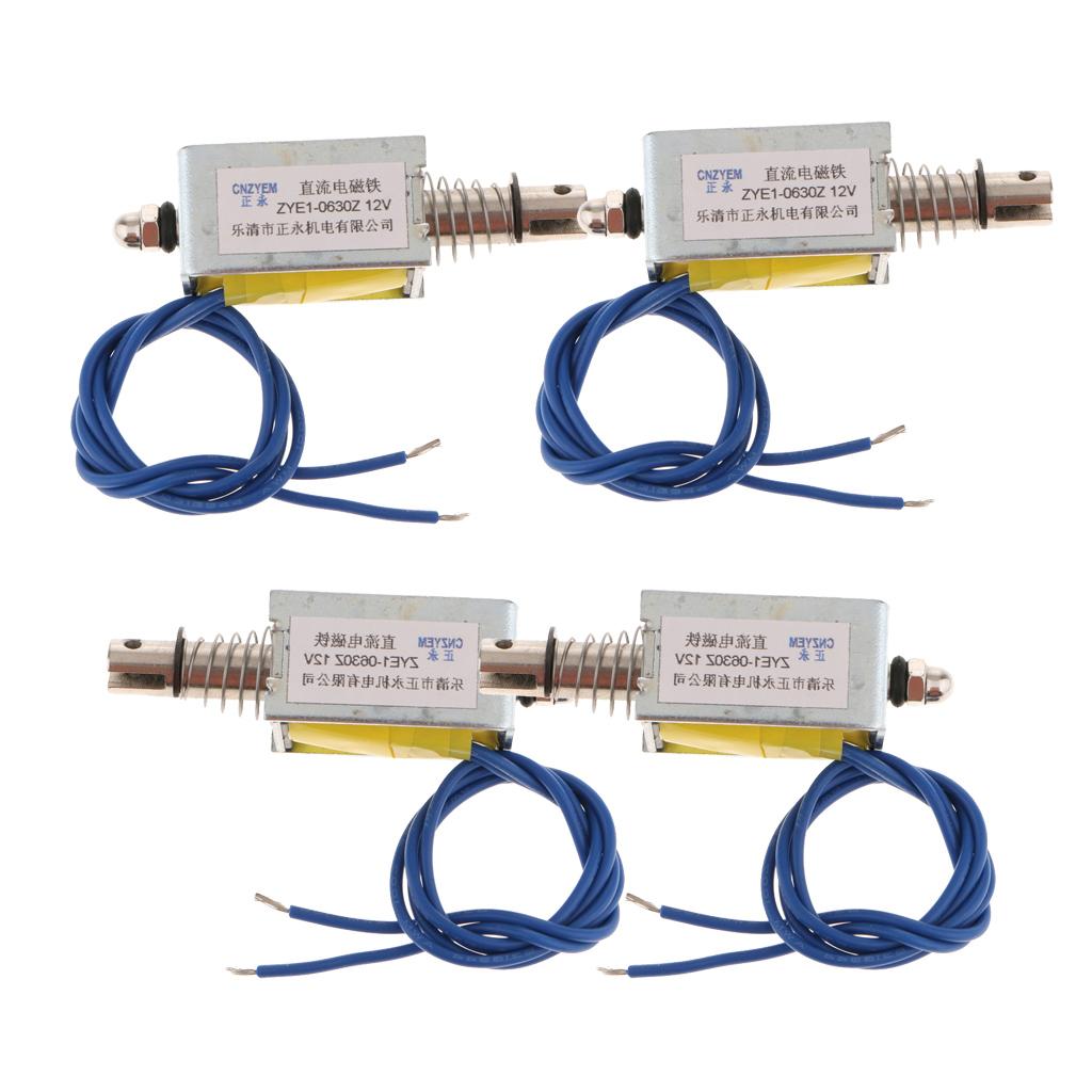 4x Linear Mini Push Pull Solenoid Electromagnet Reset DC12V