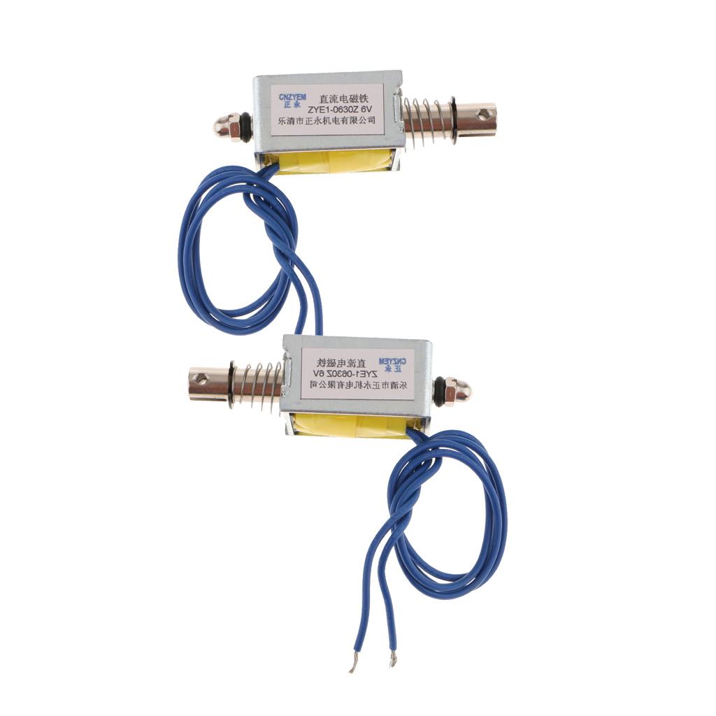 2x Linear Mini Push Pull Solenoid Electromagnet Reset DC6V