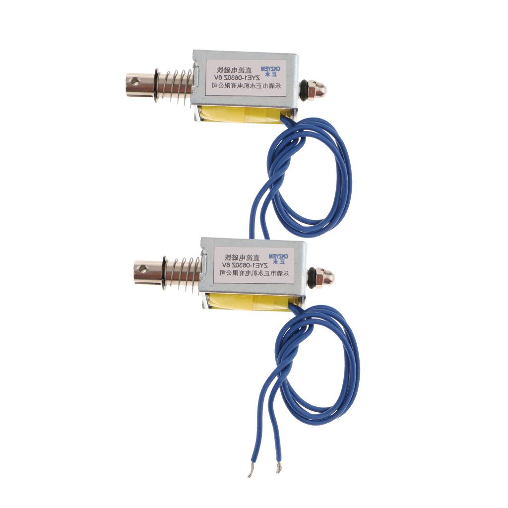 2x Linear Mini Push Pull Solenoid Electromagnet Reset DC6V