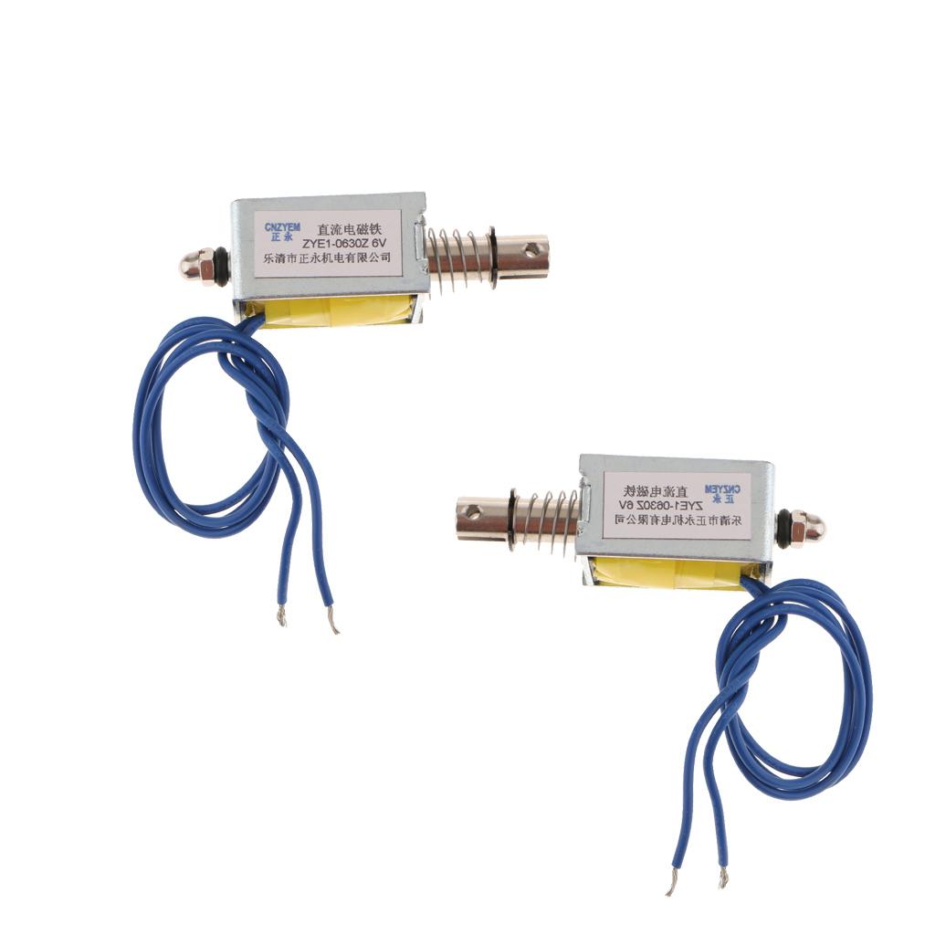 2x Linear Mini Push Pull Solenoid Electromagnet Reset DC6V