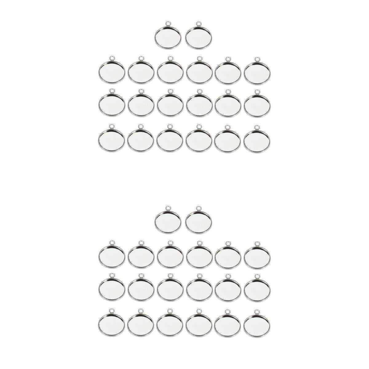 40Packs 12/10mm Round Pendant Blank Cabochon Base Settings Trays DIY Jewelry