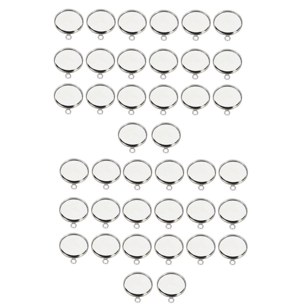 40Packs 12/10mm Round Pendant Blank Cabochon Base Settings Trays DIY Jewelry