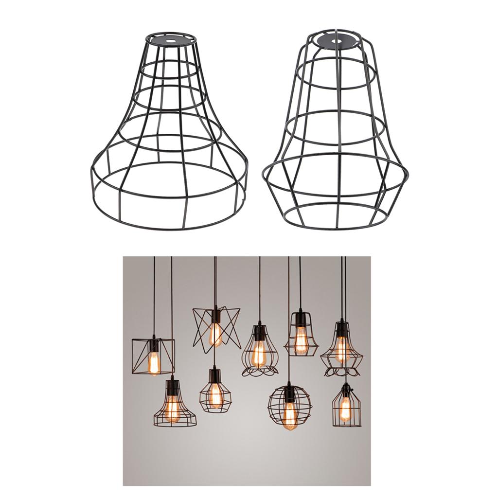 2pcs Iron Wire Cage Hanging Lamp Shade Pendant Light Chandelier Shades