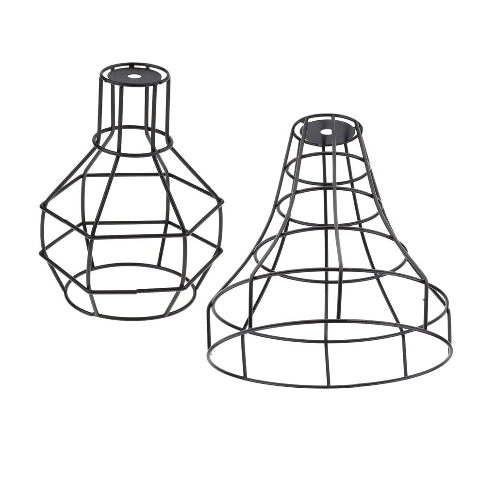 2x Iron Wire Cage Hanging Lamp Shade Pendant Light Chandelier Shades