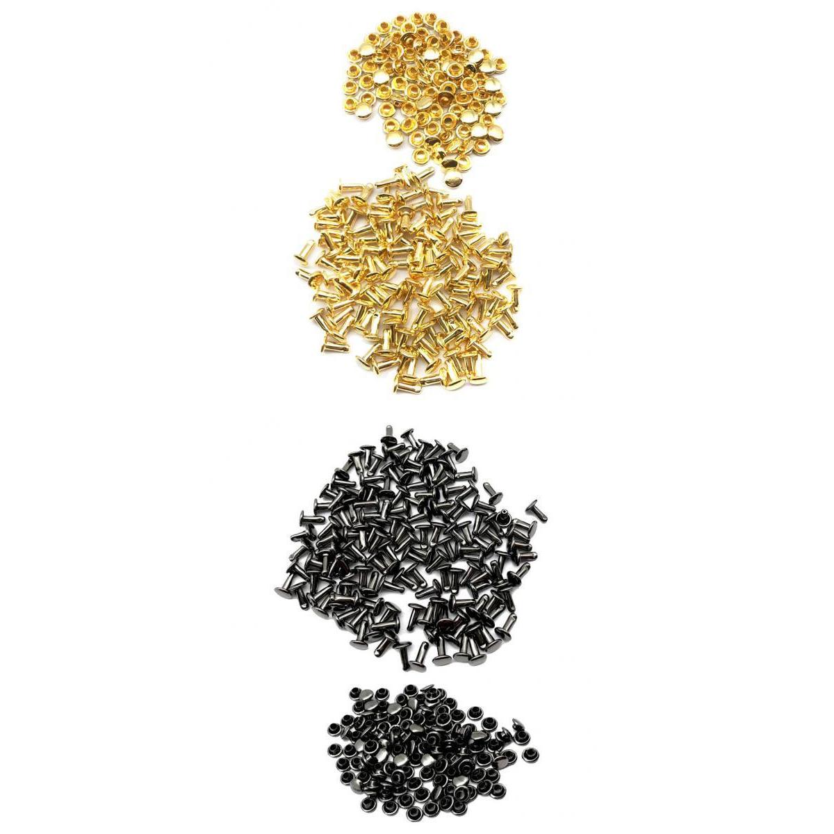 200 Sets Double Caps Studs Rivets for Bags Shoes Leather 6x8mm