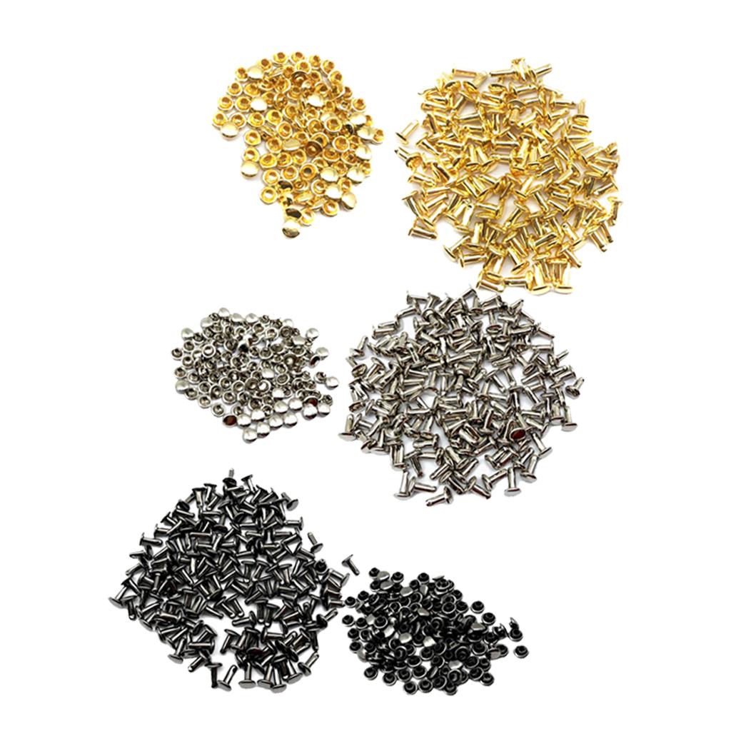 300 Sets Double Caps Studs Rivets for Bags Shoes Leather 6x8mm
