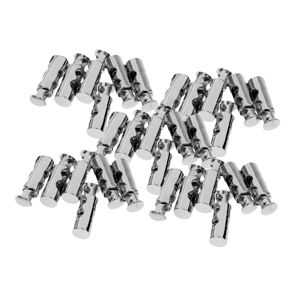 30Pcs Metal Barrel String Cord Locks 2 Hole Toggle Spring Clasp Stop End
