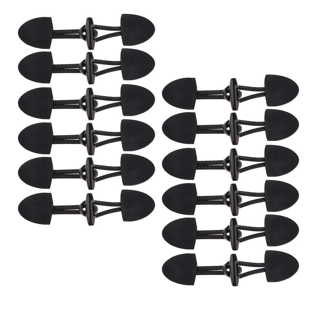 12 Pairs PU Leather Horn Toggle Button DIY Duffle Coat Fastener Buckle Black