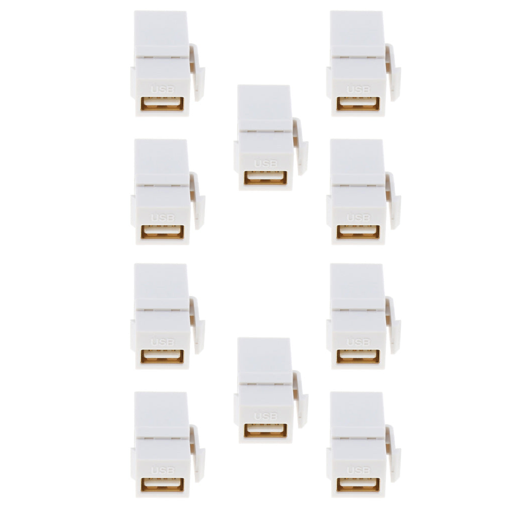 10 Pack USB 2.0 A Female to Female Panel Mount Insert Adapters Connectors