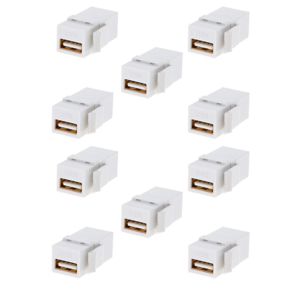 10 Pack USB 2.0 A Female to Female Panel Mount Insert Adapters Connectors