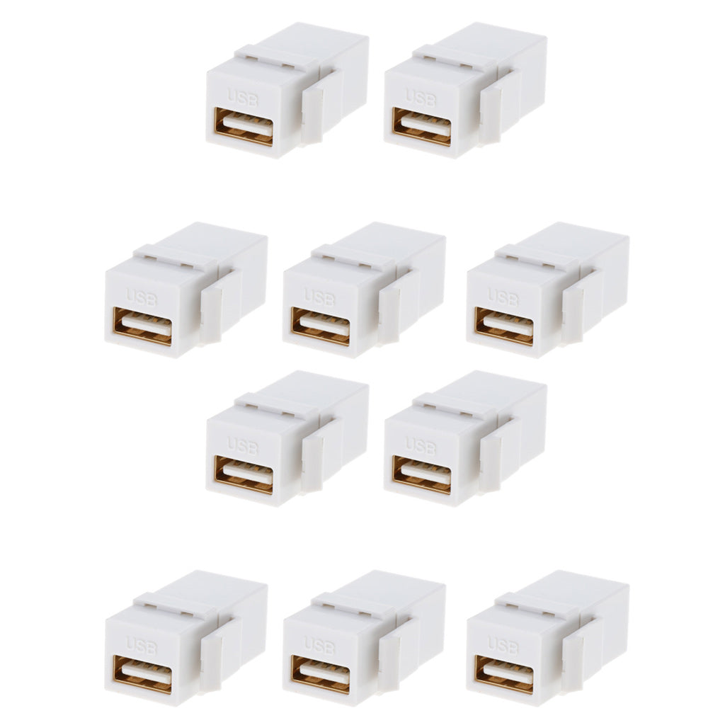 10 Pack USB 2.0 A Female to Female Panel Mount Insert Adapters Connectors