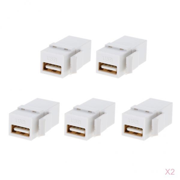 10 Pack USB 2.0 A Female to Female Panel Mount Insert Adapters Connectors