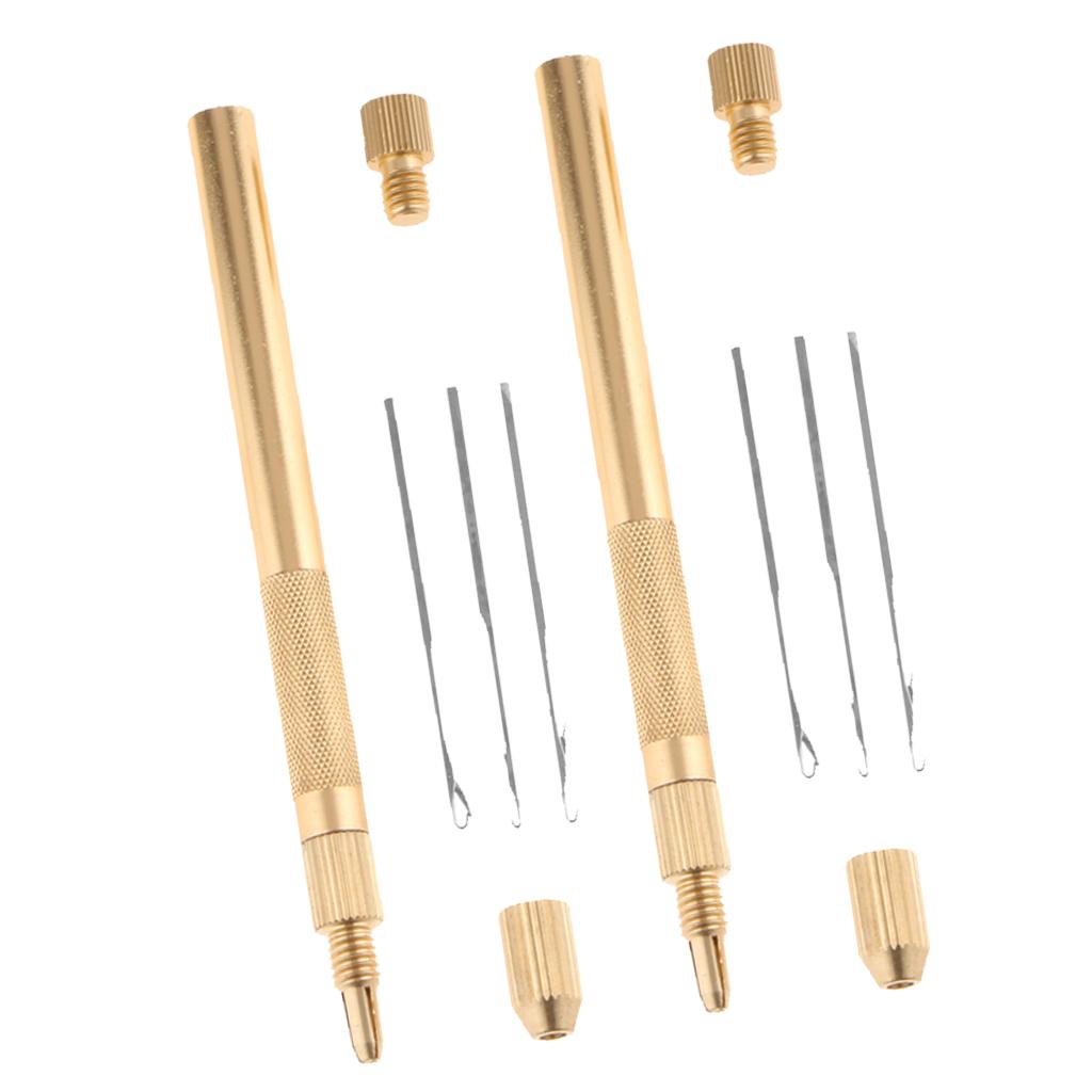 2 Aluminum Crochet Hook Needles Kit for Beads Ring Dreadlock Lace Wig Making