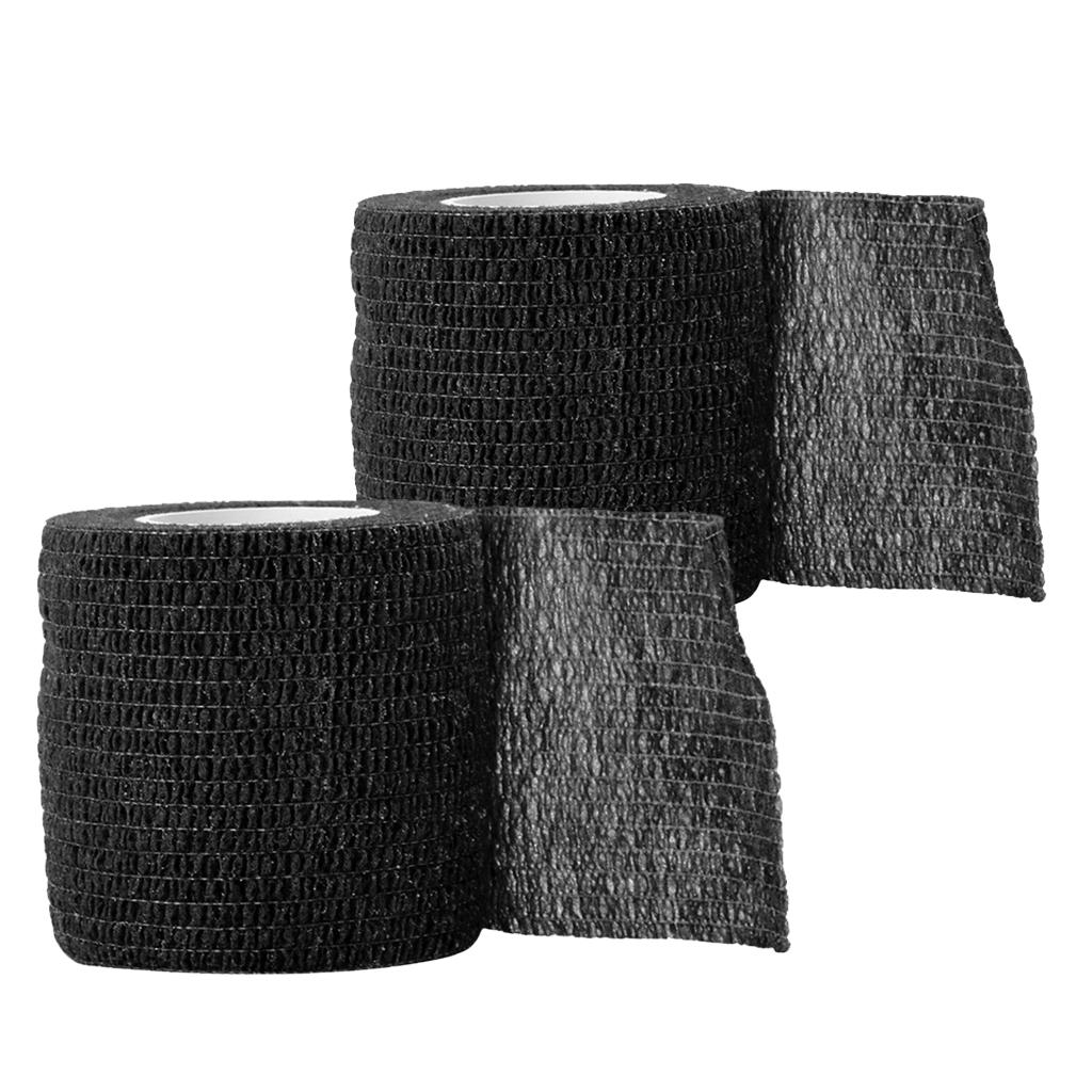2 Self-adhesive Elastic Bandage for Handle Grip Tube Tattoo Accessory Black