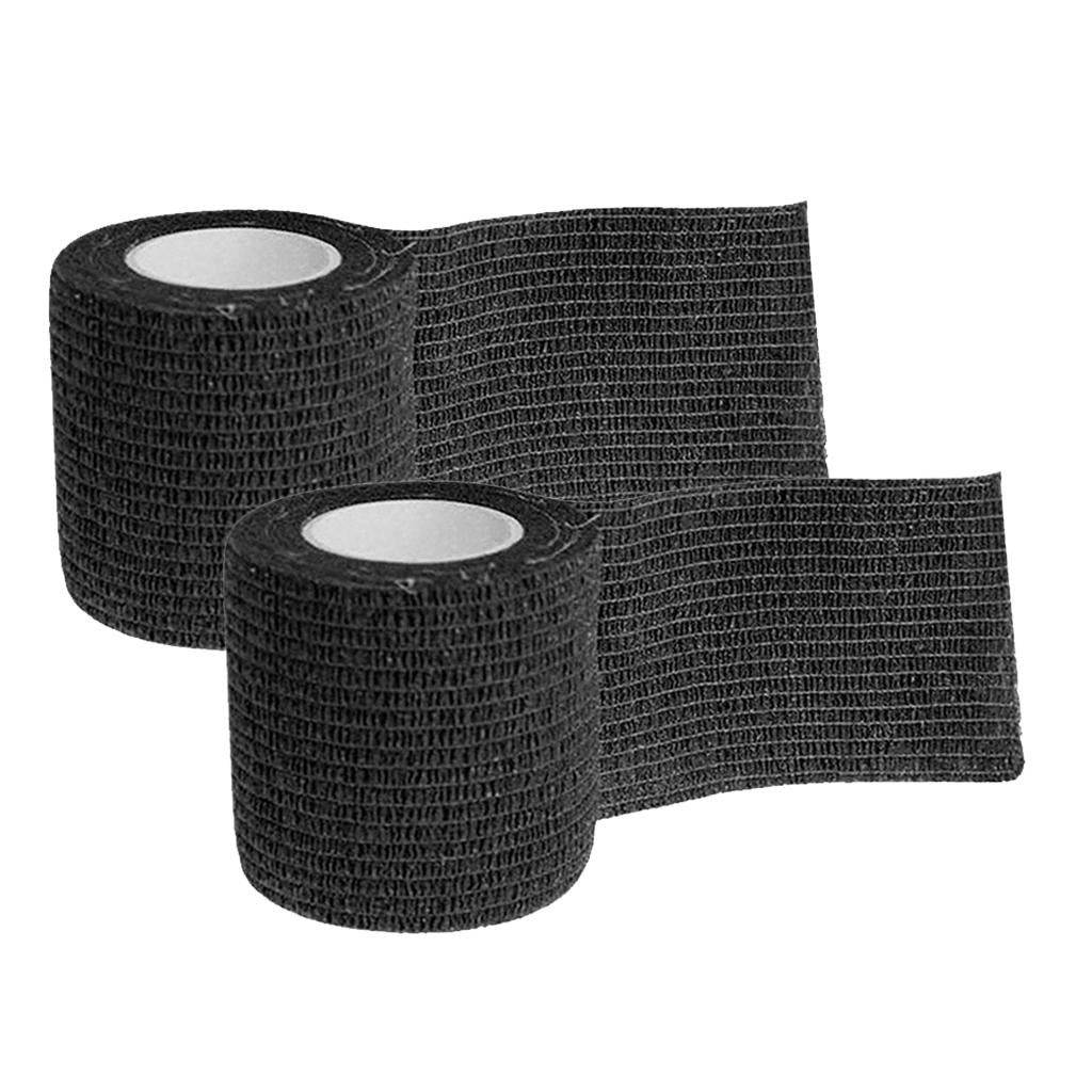 2 Self-adhesive Elastic Bandage for Handle Grip Tube Tattoo Accessory Black