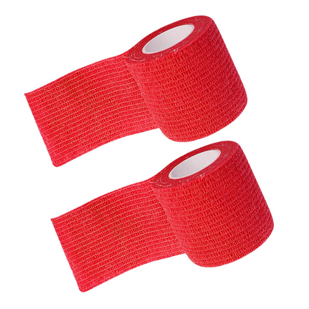 2 Self-adhesive Elastic Bandage for Handle Grip Tube Tattoo Accessory Red