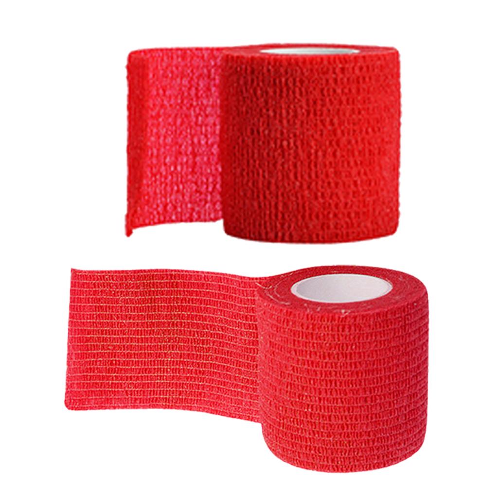 2 Self-adhesive Elastic Bandage for Handle Grip Tube Tattoo Accessory Red