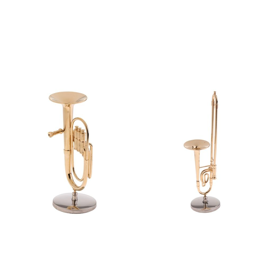 1/6 Copper Tuba + Trombone Miniature Musical Instruments for Action Figures